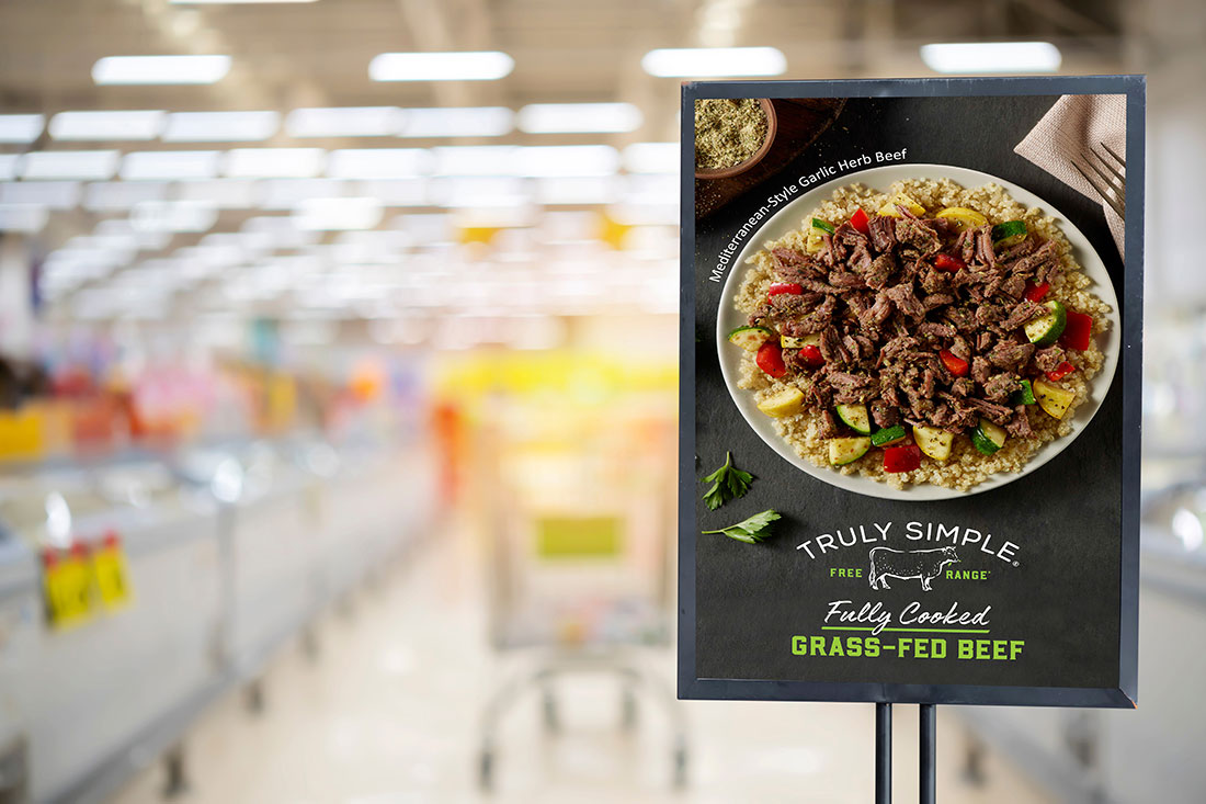 Truly Simple Point of Sale Poster depicting Mediterranean Style Garlic Herb Beef.